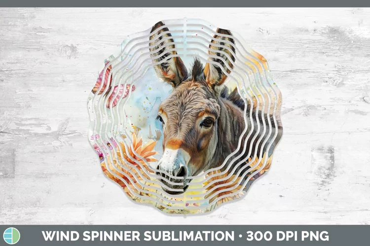 Watercolor Donkey Wind Spinner Sublimation Spinner Designs