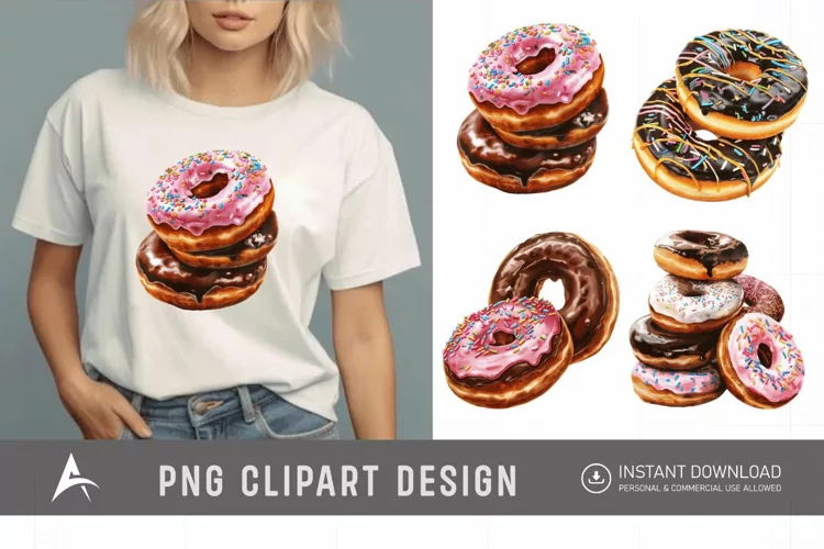 Watercolor Donuts Clipart