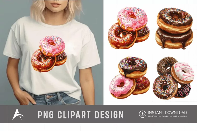 Watercolor Donuts Clipart
