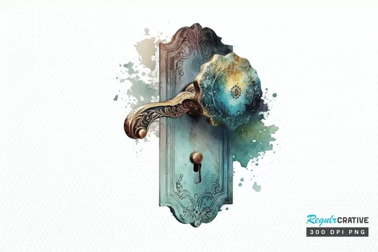 Watercolor Door Handle PNG Clipart