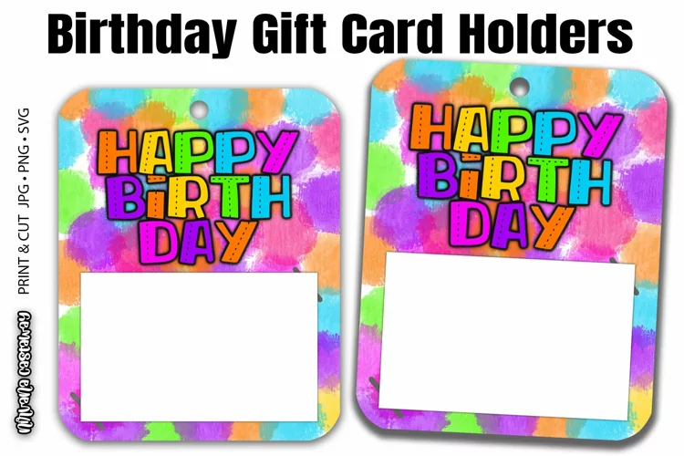Watercolor Dots Birthday Words Print & Cut Gift Card