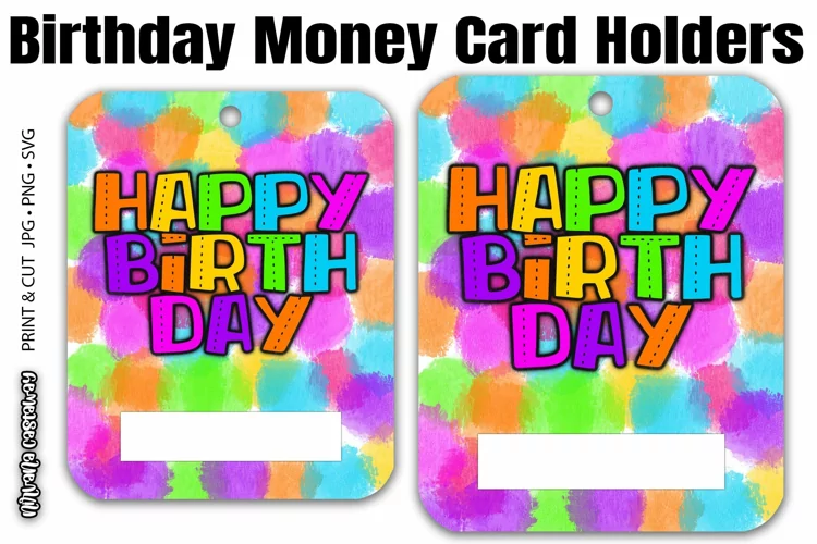 Watercolor Dots Birthday Words Print & Cut Money Card