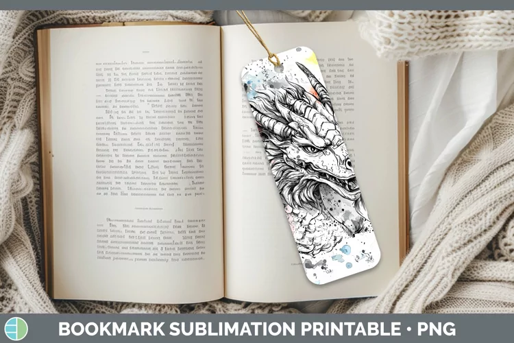 Watercolor Dragon Bookmark Sublimation Printable Designs