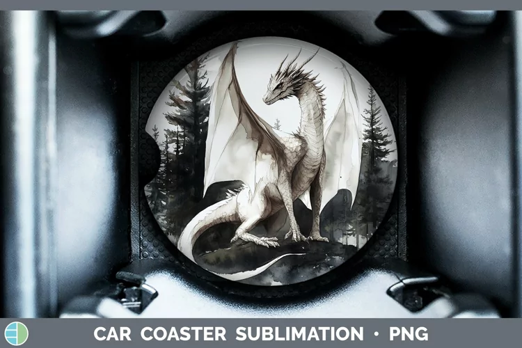 Watercolor Dragon Car Coaster Sublimation Designs
