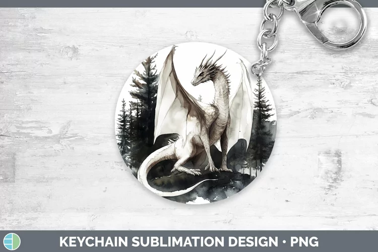 Watercolor Dragon Keychain Sublimation Keyring Designs