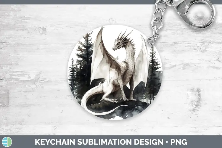 Watercolor Dragon Keychain Sublimation Keyring Designs
