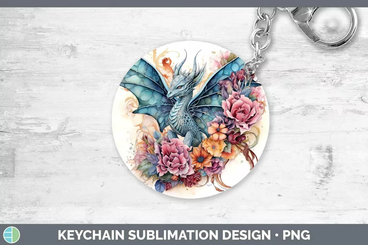 Watercolor Dragon Keychain | Sublimation Keyring Designs