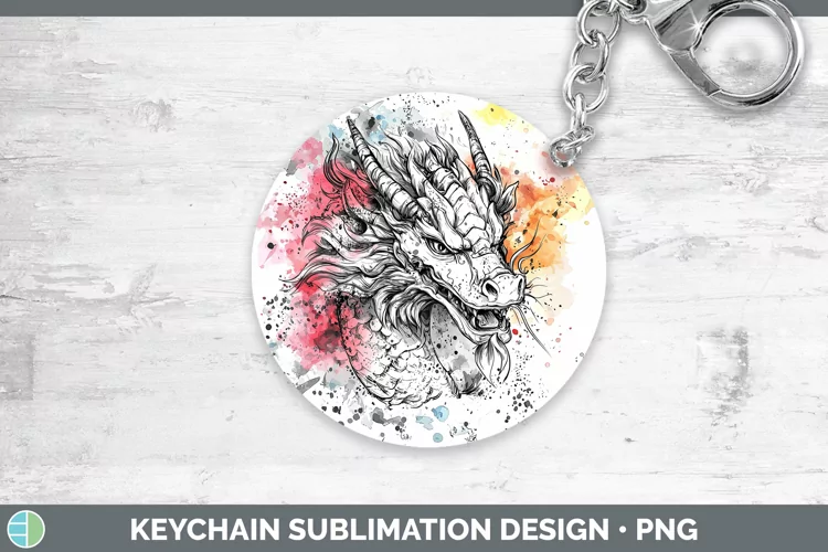 Watercolor Dragon Keychain Sublimation Keyring Designs