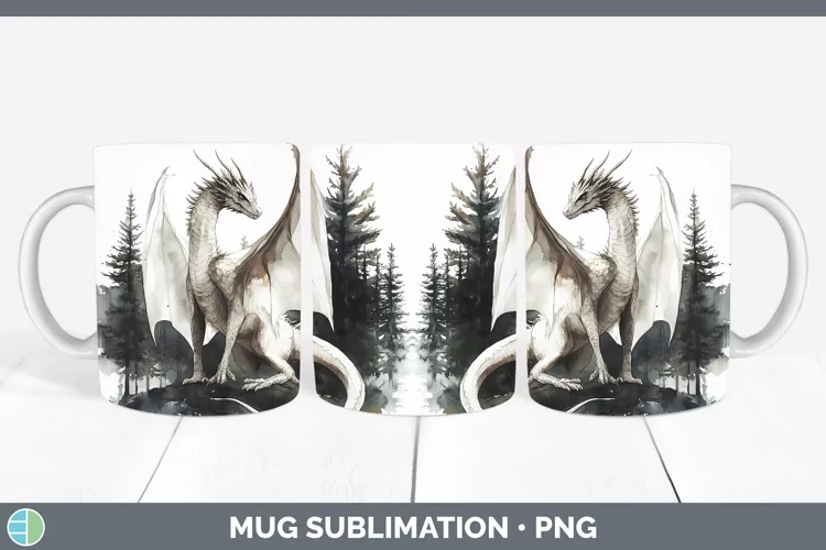 Watercolor Dragon Mug Wrap Sublimation Coffee Cup Designs