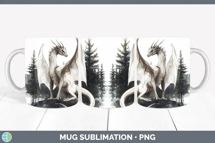 Watercolor Dragon Mug Wrap Sublimation Coffee Cup Designs