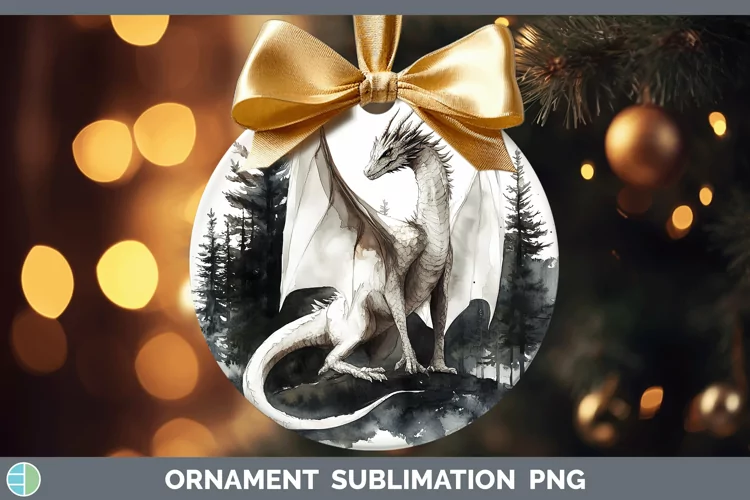 Watercolor Dragon Ornament Sublimation Bauble Designs