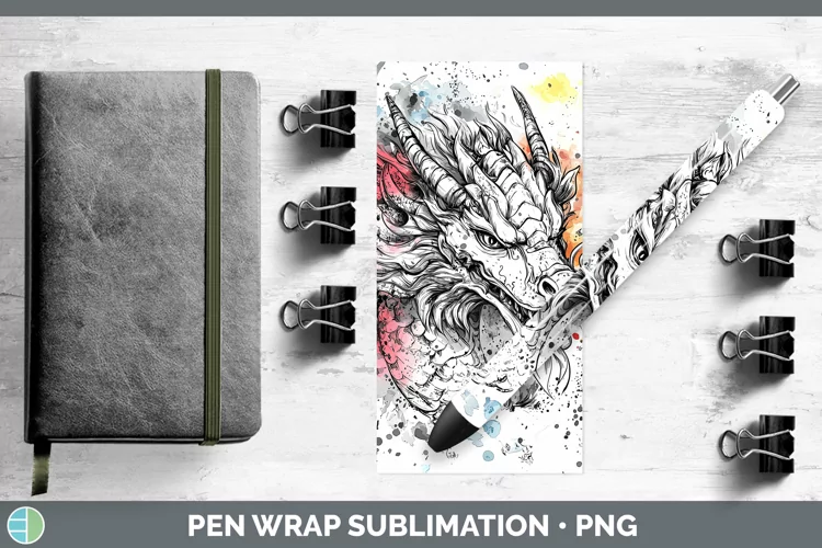 Watercolor Dragon Pen Wrap Sublimation Pen Designs