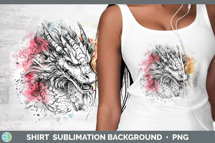 Watercolor Dragon Shirt Sublimation Sublimation Background D