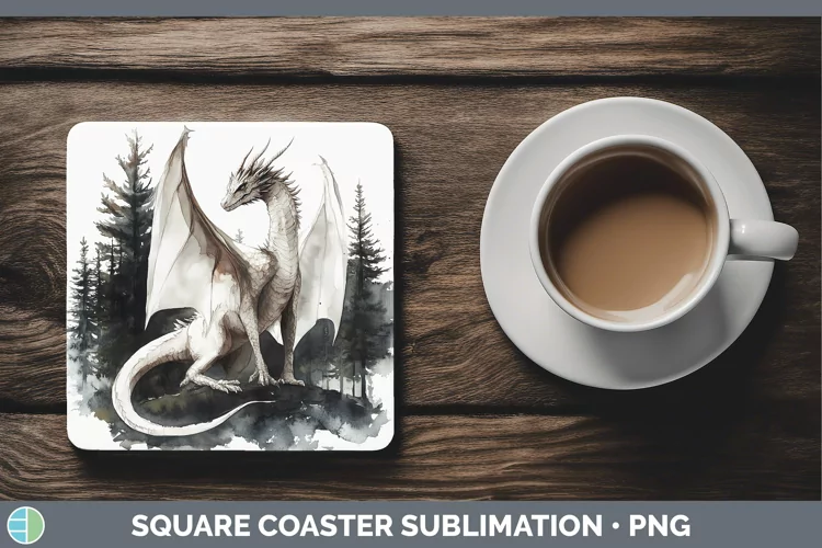 Watercolor Dragon Square Coaster Sublimation Coaster Designs