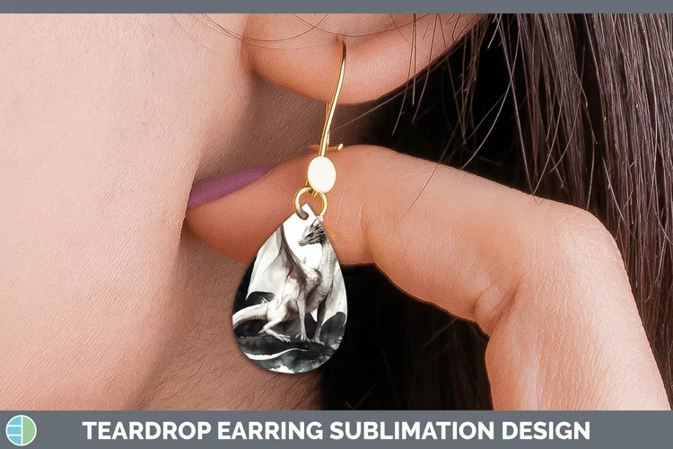 Watercolor Dragon Teardrop Earrings Sublimation Earrings Des