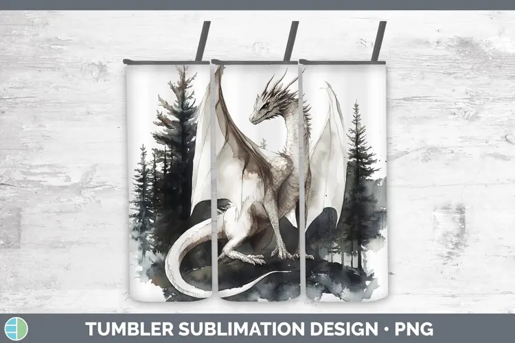 Watercolor Dragon Tumbler Sublimation 20 oz Skinny Tumbler D