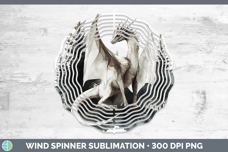 Watercolor Dragon Wind Spinner Sublimation Spinner Designs