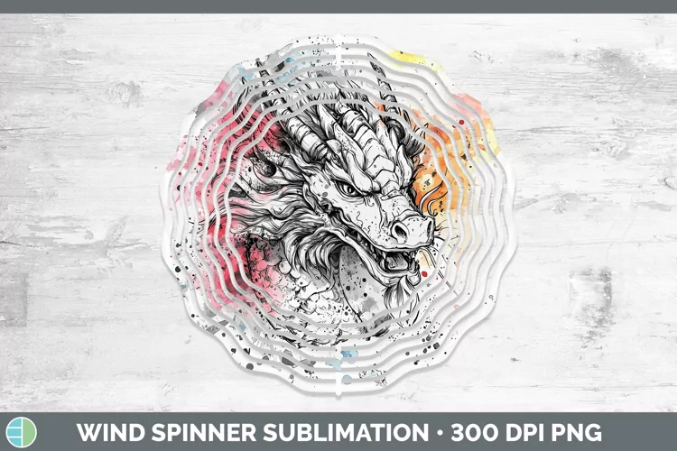 Watercolor Dragon Wind Spinner Sublimation Spinner Designs