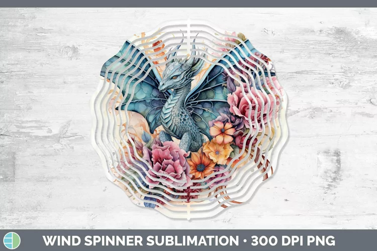 Watercolor Dragon Wind Spinner Sublimation Spinner Designs