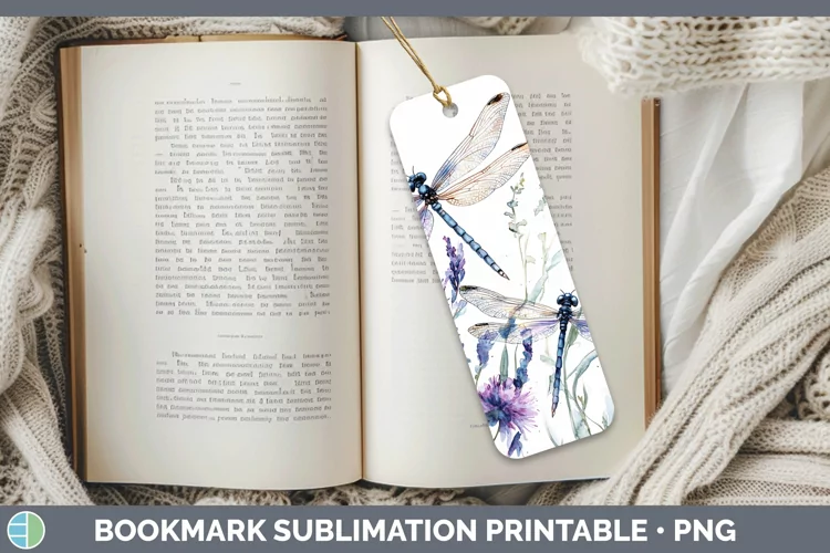 Watercolor Dragonfly Bookmark Sublimation Printable Designs