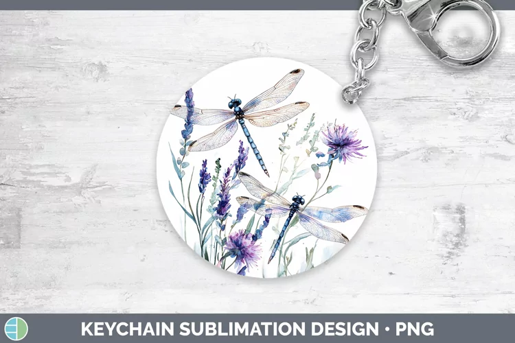 Watercolor Dragonfly Keychain Sublimation Keyring Designs