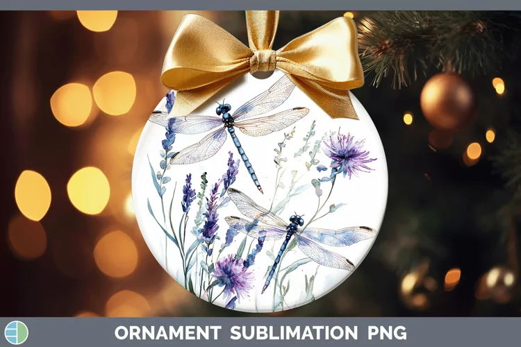 Watercolor Dragonfly Ornament Sublimation Bauble Designs