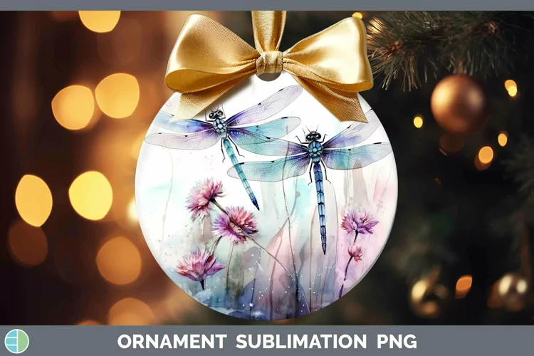 Watercolor Dragonfly Ornament Sublimation Bauble Designs