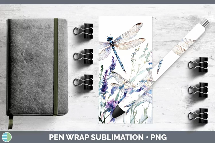 Watercolor Dragonfly Pen Wrap Sublimation Pen Designs