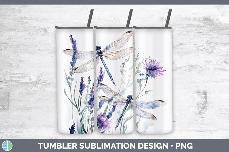 Watercolor Dragonfly Tumbler Sublimation 20 oz Skinny Tumble