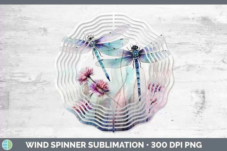 Watercolor Dragonfly Wind Spinner Sublimation Spinner Design