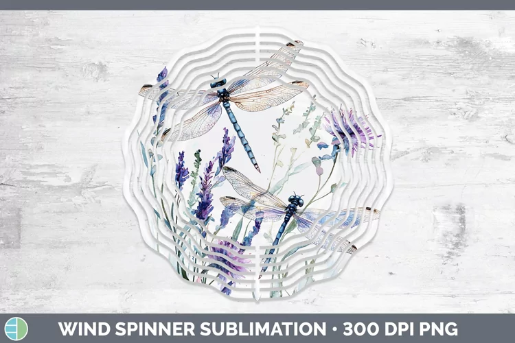 Watercolor Dragonfly Wind Spinner Sublimation Spinner Design