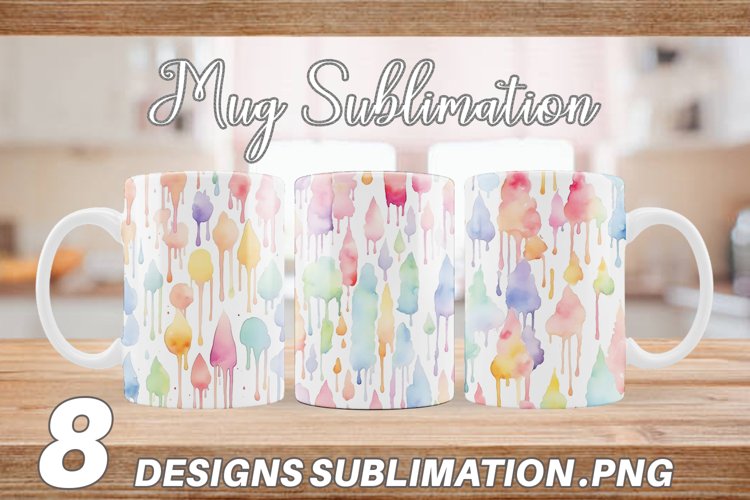 Watercolor Dripping Mug sublimation design