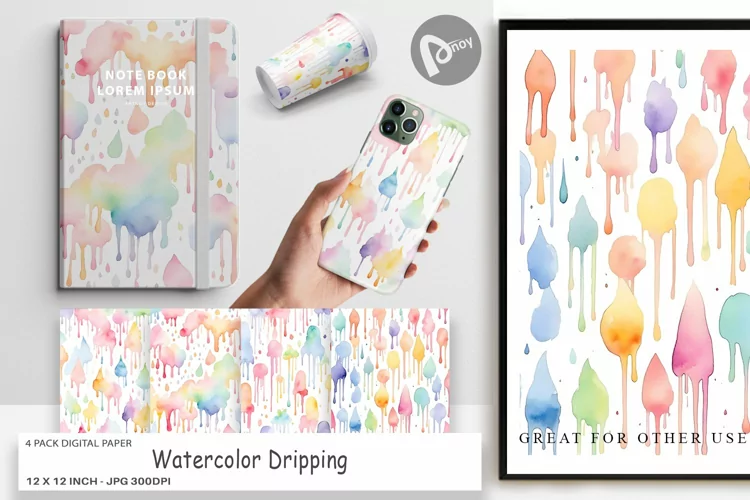 Digital Paper Watercolor Dripping