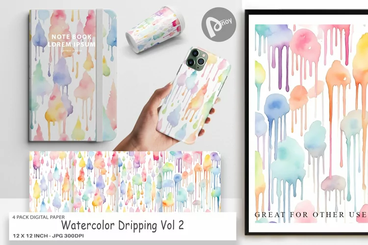 Digital Paper Watercolor Dripping