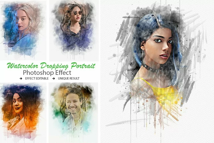 Watercolor Dropping Portrait Effect
