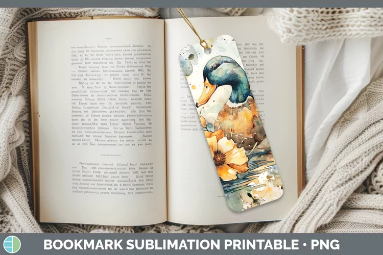 Watercolor Duck Bookmark Sublimation Printable Designs