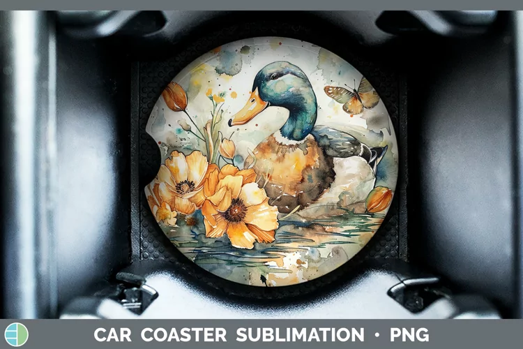 Watercolor Duck Car Coaster Sublimation Coaster Designs
