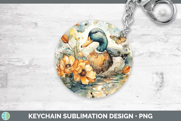 Watercolor Duck Keychain Sublimation Keyring Designs