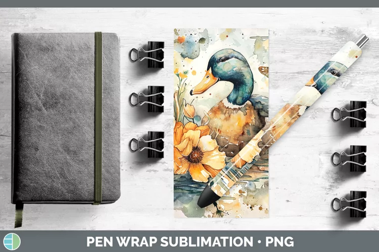 Watercolor Duck Pen Wrap Sublimation Epoxy Pen Designs