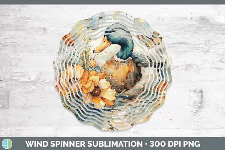 Watercolor Duck Wind Spinner Sublimation Spinner Designs