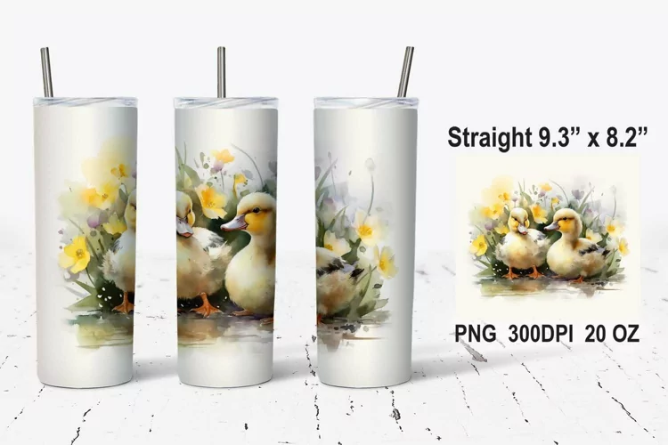Watercolor Duck Tumbler Wrap, Duck Sublimation Tumbler Wrap