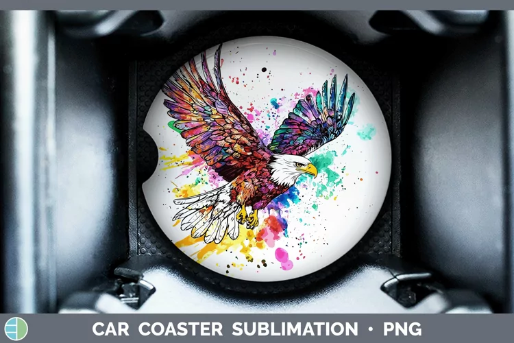 Watercolor Eagle Car Coaster Sublimation Designs