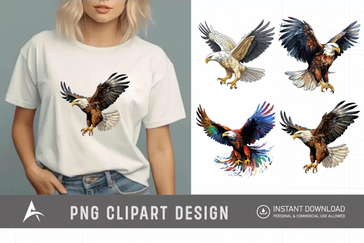 Watercolor Eagle Clipart , Eagle Sublimation Design