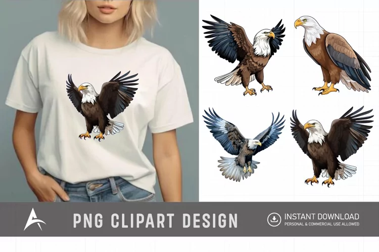 Watercolor Eagle Clipart , Eagle Sublimation Design