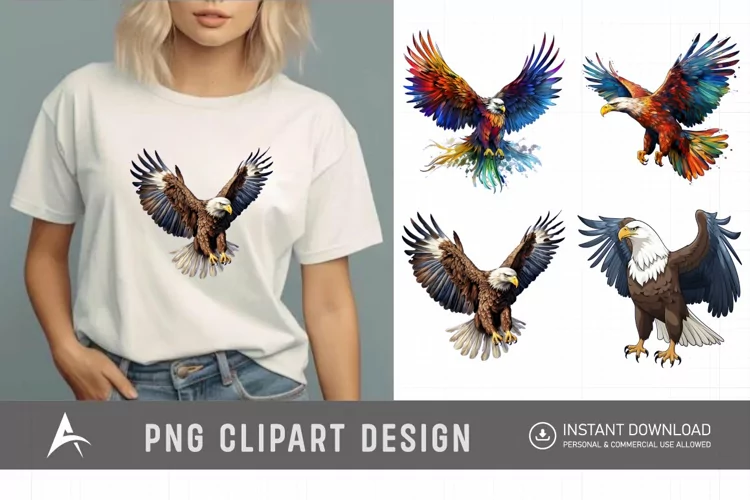 Watercolor Eagle Clipart , Eagle Sublimation Design