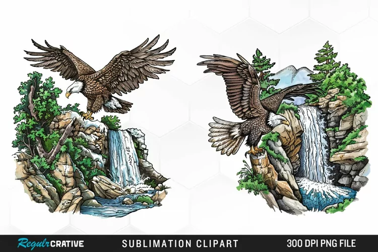 Watercolor Eagle Sublimation PNG Clipart