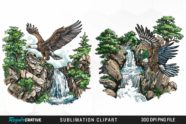 Watercolor Eagle Sublimation PNG Clipart