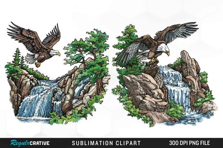 Watercolor Eagle Sublimation PNG Clipart