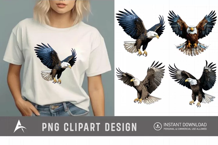 Watercolor Eagle Clipart , Eagle Sublimation Design