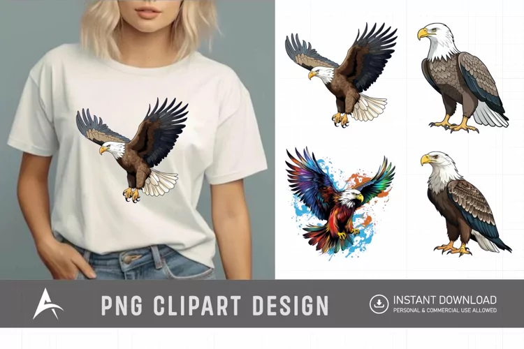 Watercolor Eagle Clipart , Eagle Sublimation Design